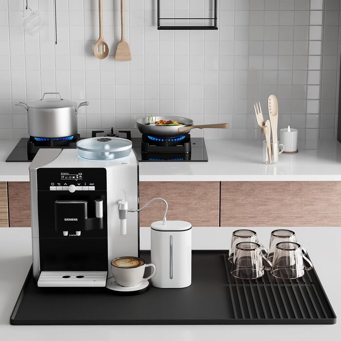 Силіконовий килимок під кавомашину з бортиками, 61 x 40.6 см, чорний | Захист стільниці, аксесуар для кавобару