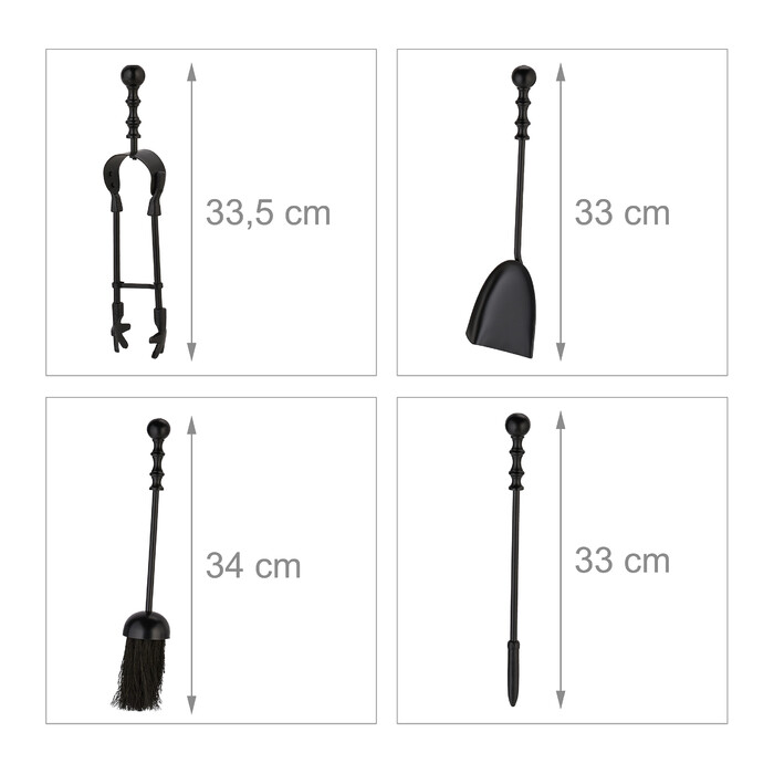 Relaxdays 5-Piece Fireplace Set in Black