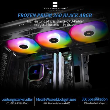 Система рідинного охолодження процесора Thermalright Frozen Prism 360 White ARGB, 360мм, 3 PWM вентилятори, для Intel LGA1700/1851/1200/115x та AMD AM4/AM5, Білий