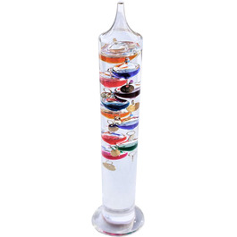 Large 44cm tall freestanding Galileo thermometer in gift packaging