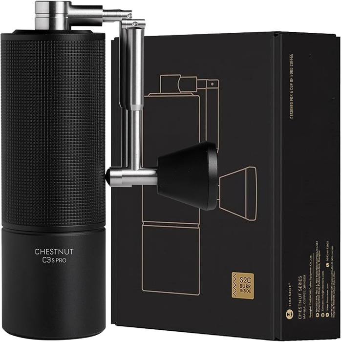 Кавомолка ручна TIMEMORE Chestnut Ganzmetall C3S Pro, чорна: керамічний жорно, ємність 25г