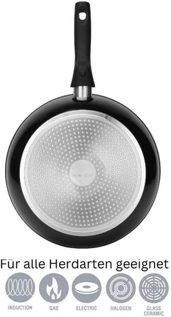 Набір сковорідок, чорний колір, з ефектом граніту - 3 шт. (28 см + 24 см + 20 см), антипригарне покриття, для індукційних, газових та склокерамічних плит