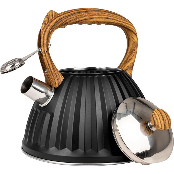 Чайник для води Karl Hausmann Induktion 3L, чорний, з автоматичним свистком, нержавіюча сталь, для всіх типів плит