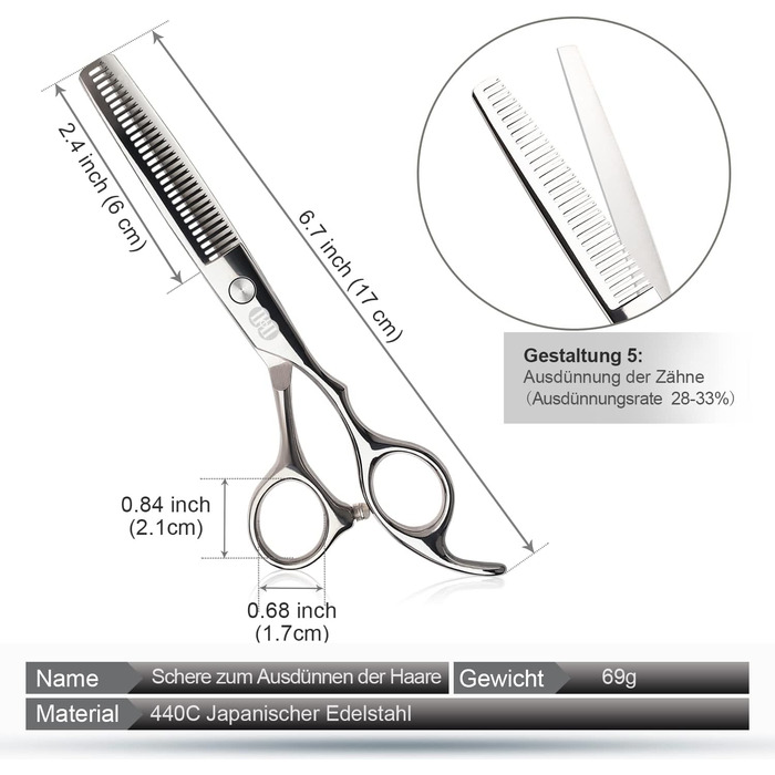 Професійний набір фенів CIICII: фен для волосся та фен для бороди (6,7 дюйми) для чоловіків, жінок та домашнього використання. Чорний та срібний