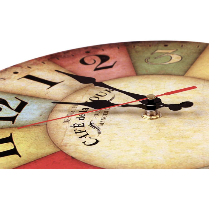 YOAI Wall Clock Kitchen Clock Vintage Shabby CHIC Antique Nostalgic Rustic MDF Quartz Clock with Silent Movement, 12 inch/30CM Ø (Light Brown)