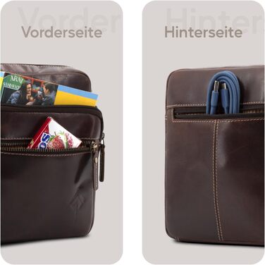 Чоловіча сумка через плече JOREY з натуральної шкіри - для бізнесу, роботи, подорожей (темно-коричнева)