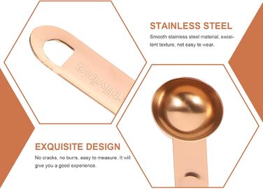 4-Piece Measuring Spoon and Cup Set - Measuring Spoon Sets, Tea Measuring Cups, Dry Measuring Cups, Basic Coffee Bean Scoops, Measuring Spoons and Cups, Stainless Steel, Rose Gold