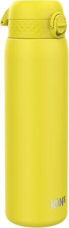 Ion8 Vacuum Insulated Stainless Steel Water Bottle, 1 Liter, 920 ml, Leak-Proof, One-Handed Opening, Secure Locking Mechanism, Dishwasher Safe, Carrying Handle, Durable, Ideal for Sports and Yoga (OneTouch 2.0, Yellow)