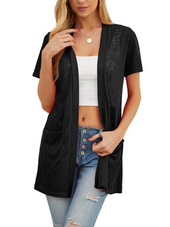 Жіноча літня куртка-кардиган QIXING з коротким рукавом, чорна (XL) - захист від сонця