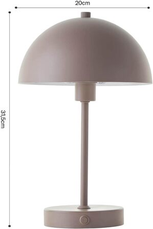 LED настільна лампа Mokebo® 'Leuchtturm' – бездротова, акумуляторна, диммер, USB-C, ретро, металева, тепле світло (Taupe)