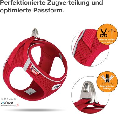 Шлейка для собак Curli Clasp Air-Mesh (Червоний, XS, в смужку)