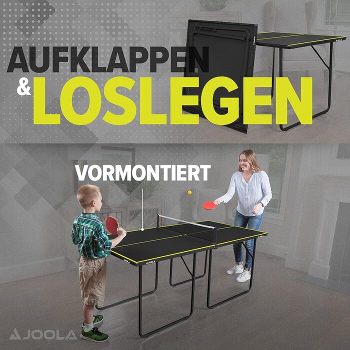 Стіл для пінг-понгу JOOLA Midsize, комплект з сіткою та набором для пінг-понгу, сірий