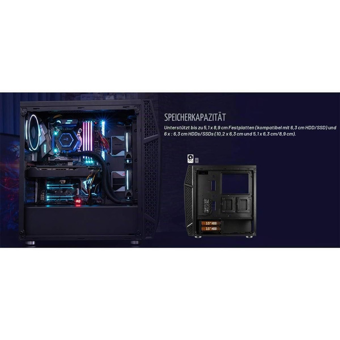 Ігровий корпус AeroCool KLAW ATX, загартоване скло, RGB підсвітка, 3 RGB вентилятори, чорний
