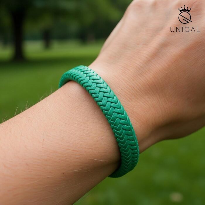 Браслет чоловічий шкіряний UNIQAL 'BRAID' плетене чорне з нержавіючої сталі, 23 см, з подарунковою коробкою