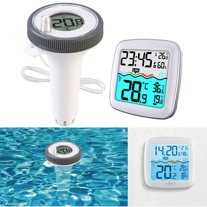 infactory Pool Thermometer: Digital Pond & Pool Thermometer, Radio Receiver, Color LCD, IP67 (Pool Radio Thermometer, Radio Pool Thermometer, Temperature Sensor)
