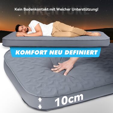 Каремат HIKENTURE самонадувний з вбудованим електронасосом, 10 см товщини, для кемпінгу, туризму та відпочинку на природі