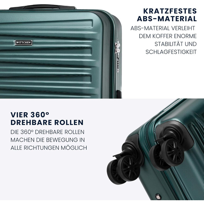WITTCHEN Skyspeed Line - великий валіза-телескопічний кофр з ABS, 4 колеса, комбінаційний замок, для авіакомпаній Lufthansa/Eurowings/Ryanair/Condor