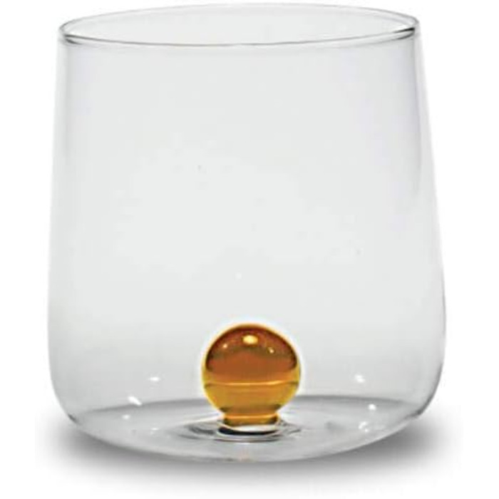 Zafferano Bilia Tumbler Set - 6 Water Glasses, transparent with a sphere in 6 different colors