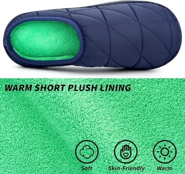 Тапочки зимові для жінок та чоловіків, теплі, з м'якої плюшевої тканини, зручні, з піною Memory, антиковзкі, двоколірні, для дому та вулиці (36/37 EU, темно-синій)
