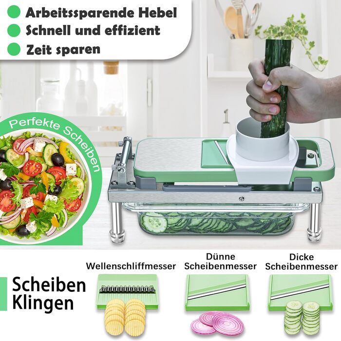 Набір для нарізки овочів 8-в-1 з контейнером, з нержавіючої сталі, для салату та нарізки