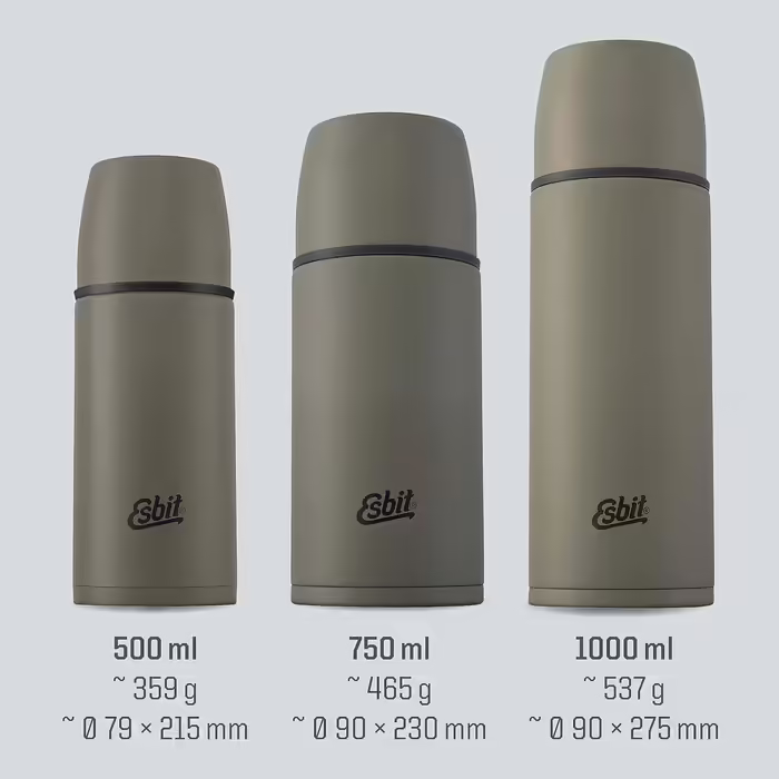 Esbit Classic Insulated Flask - Thermos for hot & cold - Thermos with 2 cups - Stainless steel drinking bottle - Leak-proof - Stainless steel