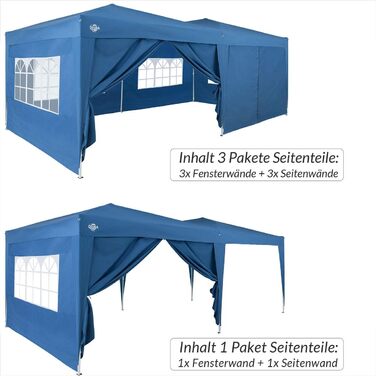 Deuba® 2-piece side walls, 3x2 m each, water-repellent, side windows, zipper closures, securing straps, pavilion, folding pavilion, garden tent, party tent, 6x3m (Blue)