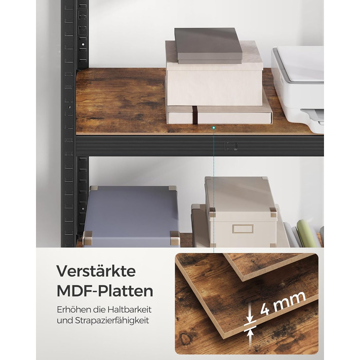 SONGMICS 2-Tier Industrial Bookshelf & Storage Rack - 40 x 90 x 180 cm