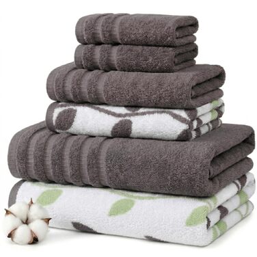 Набір махрових рушників Amrapur Pacific Coast Textiles з органічної бавовни, фарбовані в нитці, 6 шт, сірі, стандартний розмір