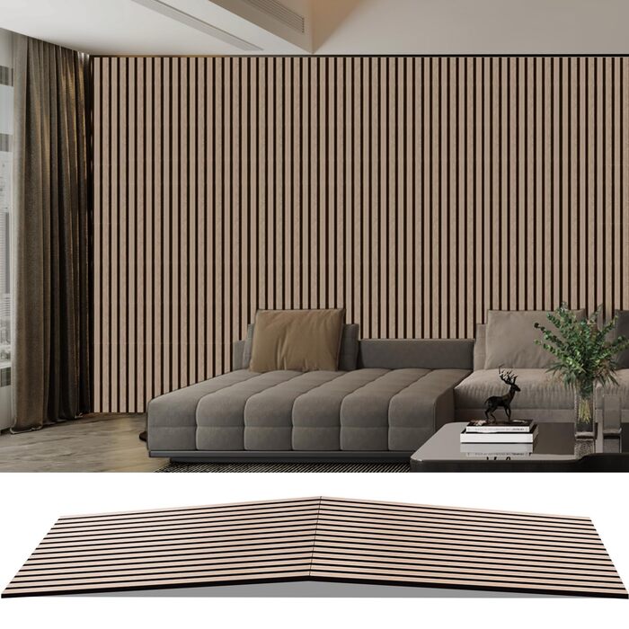 Акустичні стінові панелі з дерева AKK-PANE 240x60 см (1,44м²), 3D панелі для шумоізоляції стін у вітальню, кухню та офіс, колір: Класичний дуб