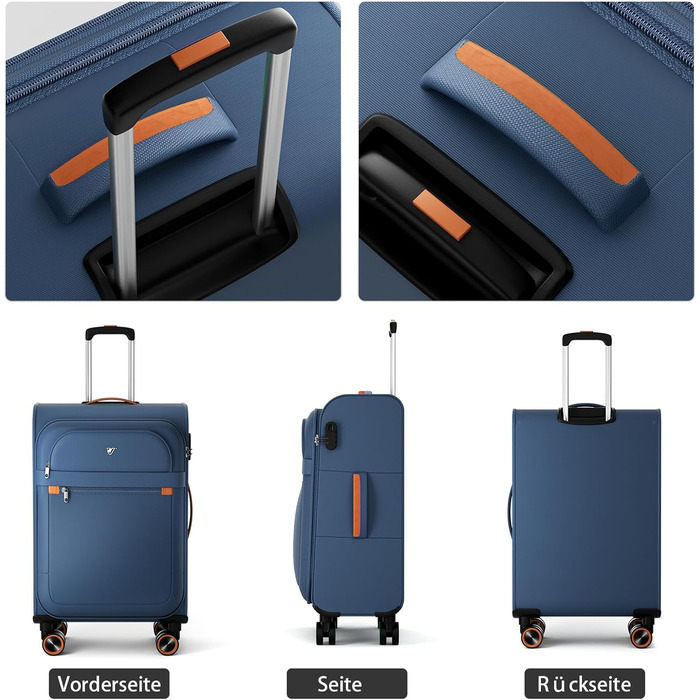 Великий валіза на колесах 78x48x30 см, тканинний, з кодовим замком, 109 літрів, блакитний