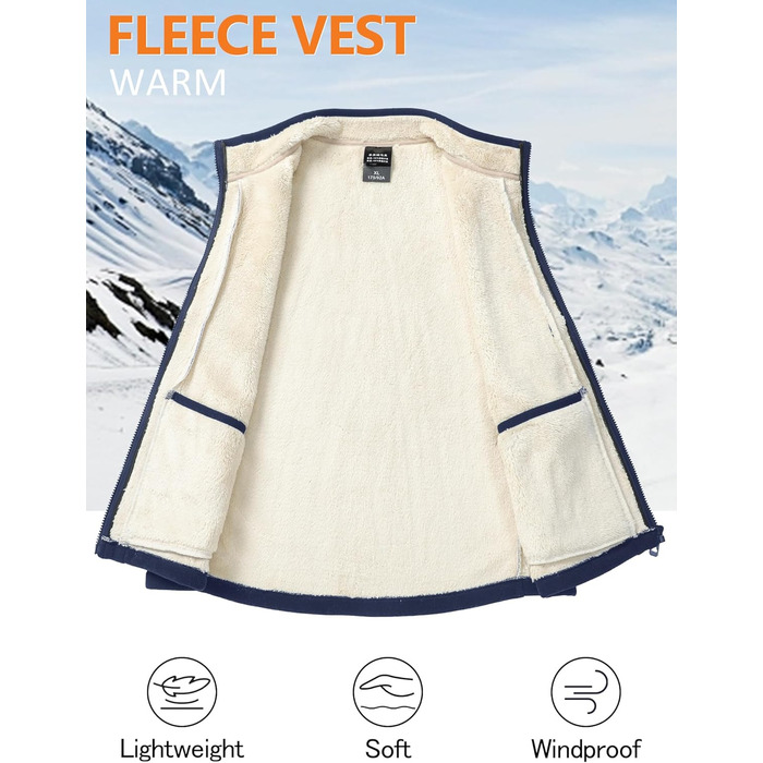 Чоловіча флісова жилетка AIEOE для осені/зими, тепла, з 4 кишенями, стійким коміром, без рукавів, для активного відпочинку, розмір EU S-XX (Asie 2X-6X), колір блакитний, XXL