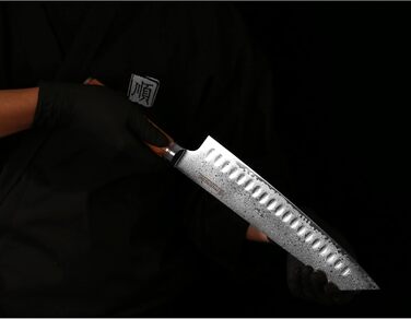 Японський ніж YOUSUNLONG Pro Gyuto 255мм з дамаської сталі - професійний кухонний ніж з дерев'яною ручкою та шкіряною піхвою