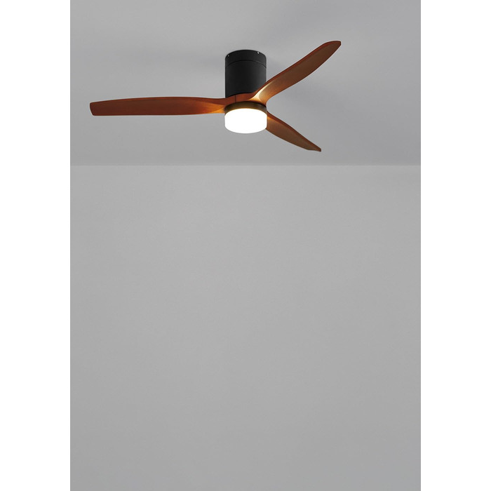 Вентилятор стельовий Windcalm M/ Deckenventilator ABS з дистанційним керуванням, 40W, Ø132cm, тихий, таймер 1-4 год, DC-двигун, літо/зима, з підсвіткою, дерев'яний дизайн