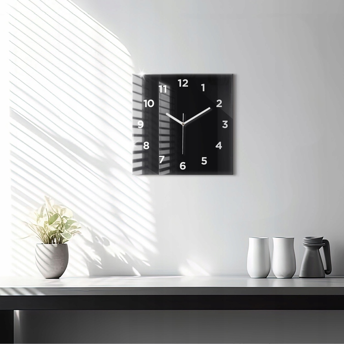 Настінний годинник Wallfluent, чорний, 30 см