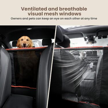 Pecute Dog Car Seat - Reinforced Seat for Medium & Large Dogs - Secure Car Dog Bed with 4 Straps - Rear Seat Dog Crate