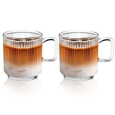 Склянка D.M DESIGN Master 350 мл з вертикальними смужками - для кави, чаю та напоїв. Зберігає тепло.