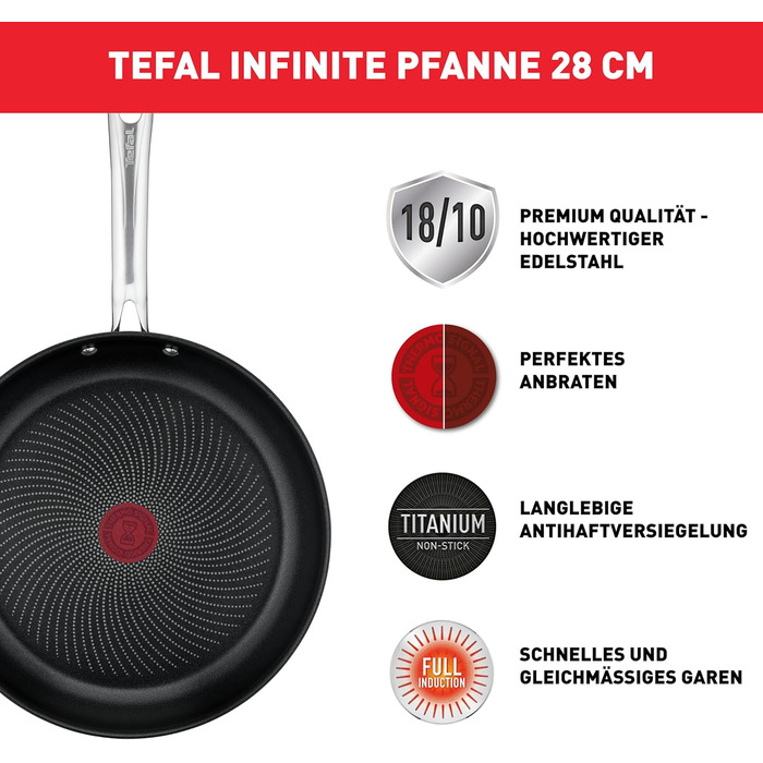 Сковорода Tefal Infinite Induction 28 см з антипригарним покриттям та індикатором температури