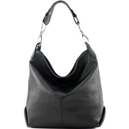 Сумка жіноча шкіряна на плече Modamoda T168, ручної роботи, Італія (Чорний)