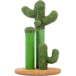 Kratzbaum Kaktus, creative cat tree design, 3-post set, green, - 42 * 68.5cm, AY405-HZ--66GN-B (L, Brown)