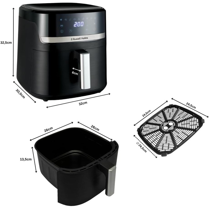 Фритюрниця Russell Hobbs SatisFry XXL 8.3л з Rapid AirFryer: 9 програм, без олії, сенсорний екран, гриль, випічка