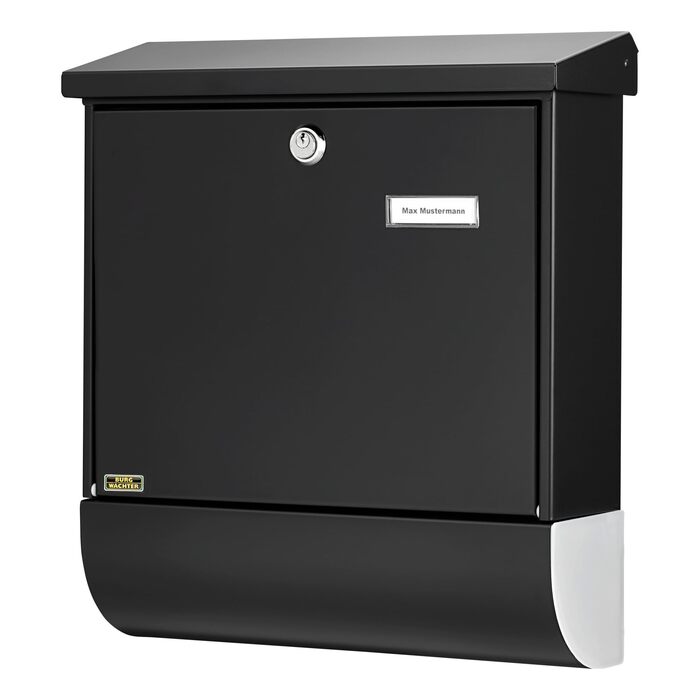 Поштова скринька Burg Wächter Vario ANT з газетницею та табличкою для імені, оцинкована сталь, формат DIN C4, 2 ключі, чорна (RAL 7016)