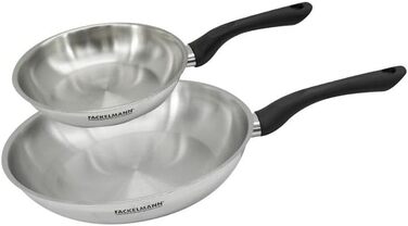 Набір сковорідок Fackelmann 9441450, 3 шт. (20, 24, 28 см), нержавіюча сталь 18/8, для всіх плит, включаючи індукційну, без PFAS