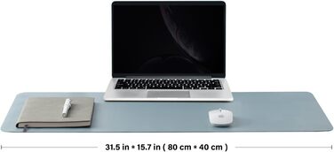 Підкладка для столу з екошкіри, 80x40 см, синього кольору - антиковзаюча, для офісу та дому