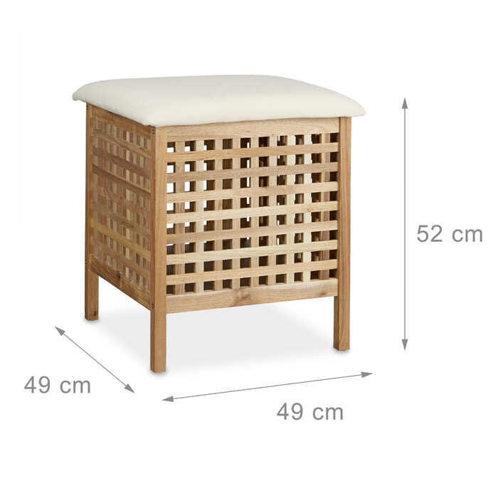Relaxdays Walnut Footstool with Laundry Hamper