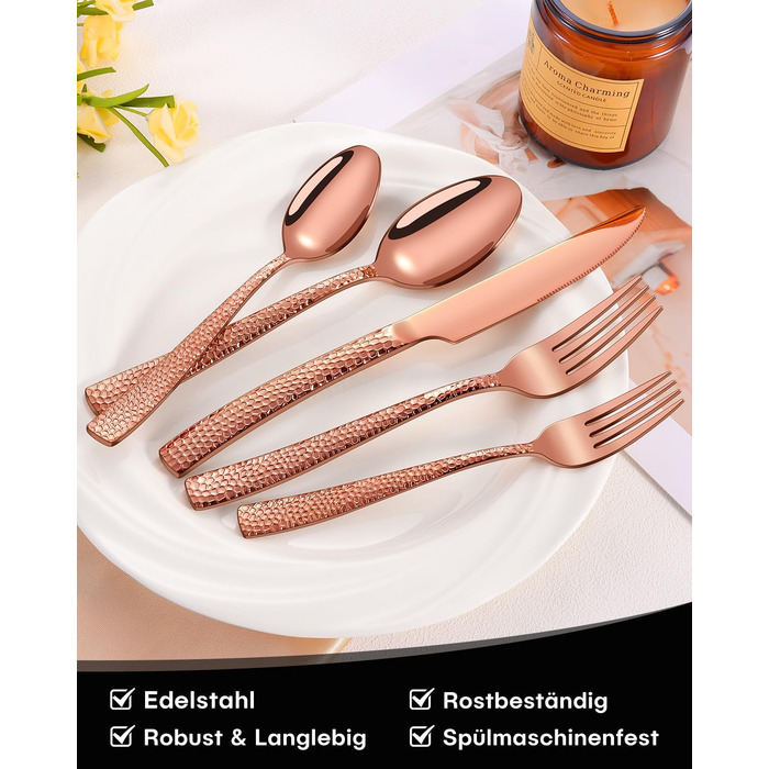 Набір столових приборів Honkku на 6 осіб, чорний, з нержавіючої сталі, з об'ємними ручками, 30 предметів