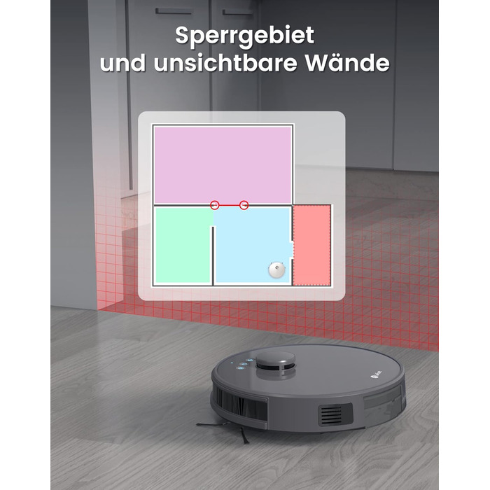 Робот-пилосос LEFANT M1 з функцією миття підлоги, 5500Pa, 200 хвилин роботи, мультимапінг, зони заборони, для шерсті тварин, килимів та твердих підлог