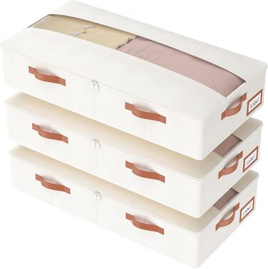 Підліжкова комода Yawinhe 2 шт., коробка для зберігання під ліжком, фліс, складана, з прозорою кришкою та ручками, 80x40x15 см