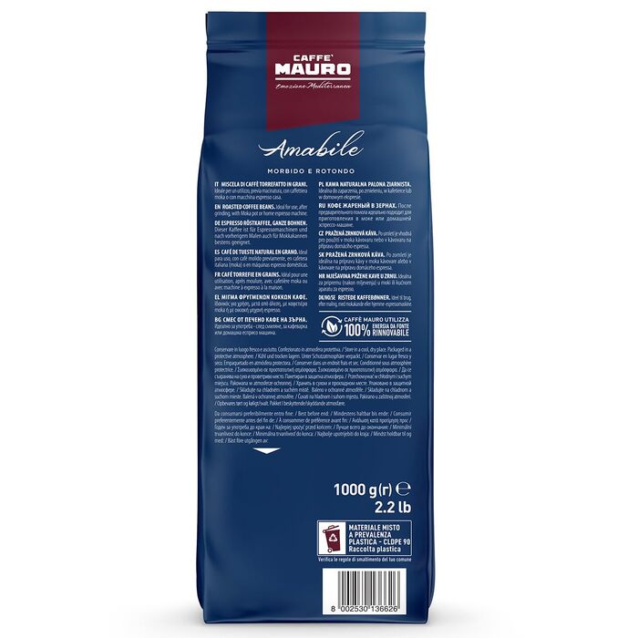 Кава в зернах Caffè Mauro Amabile, середній обсмаження, Італія, 1 кг (набір 2 шт)