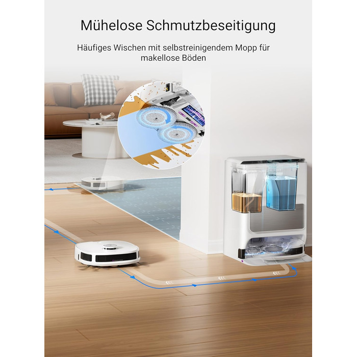 Робот-пилосос Eureka J12 Ultra з функцією миття, самостійне порожнення, прання та сушка, потужність 5000Pa, обертова функція миття, Dual-LiDAR навігація, 3D уникнення перешкод