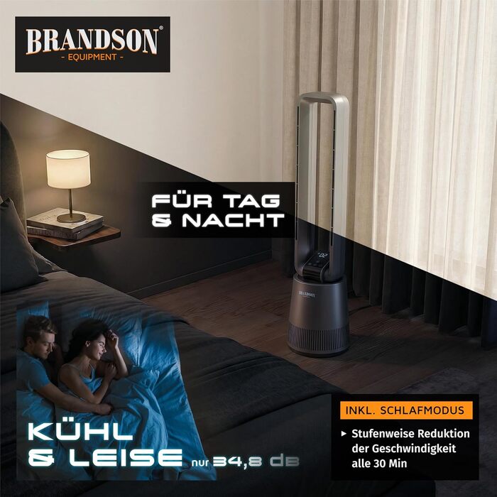 Вентилятор підлоговий Brandson DC ECO Line з пультом, 3 режими, нічний режим, енергоефективний для спальні